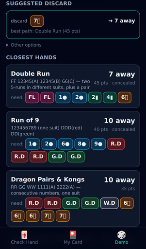 Mahjong Hand - Analysis Results